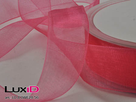 Organza woven edge 56 donker rose 25mm x 50m
